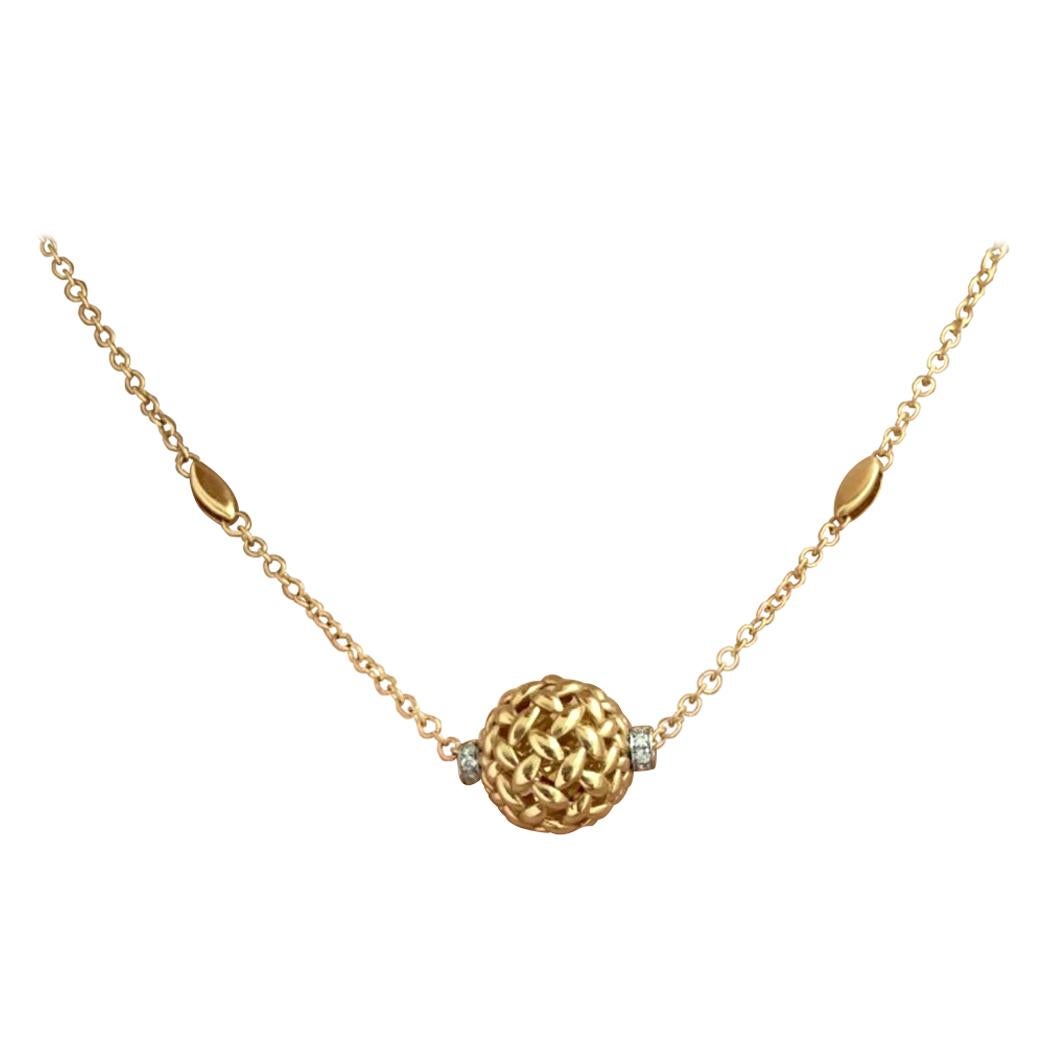 Modern Gold Kinetic Flower Twist Diamond Pendant Necklace For Sale
