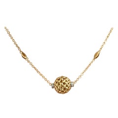 Modern Gold Kinetic Flower Twist Diamond Pendant Necklace