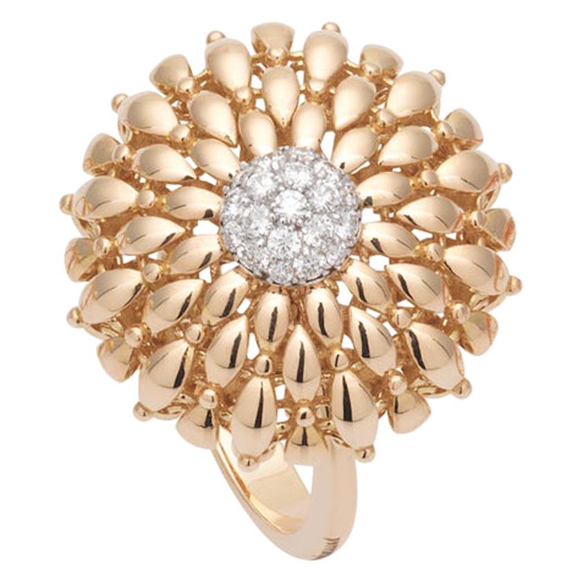 Modern Gold Kinetic Flower Twist Diamond Ring For Sale