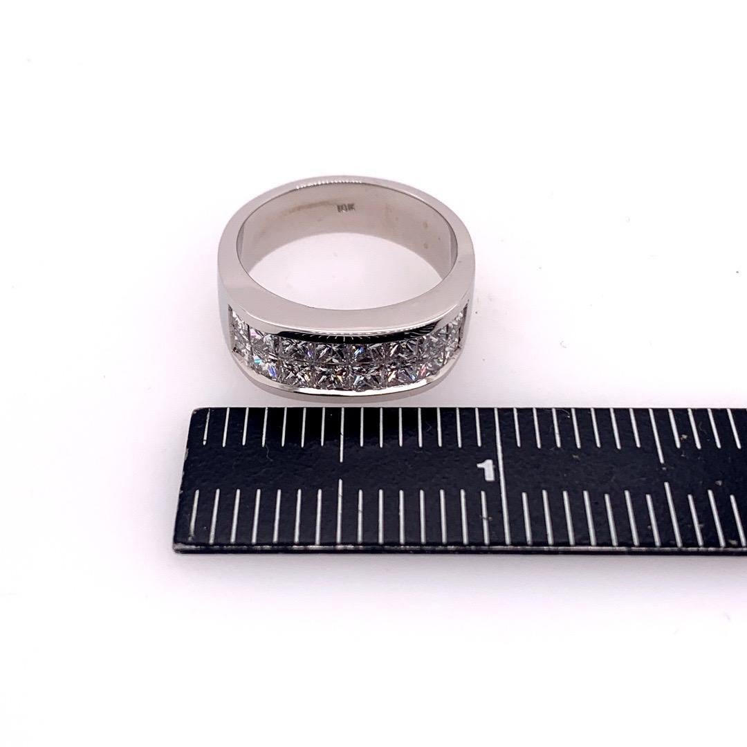 Modern Gold Unisex 3 Carat Natural Princess Colorless Diamond Engagement Ring 4