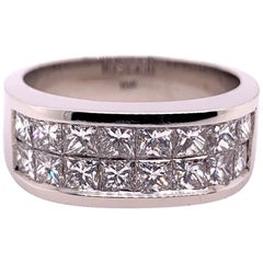 Modern Gold Unisex 3 Carat Natural Princess Colorless Diamond Engagement Ring