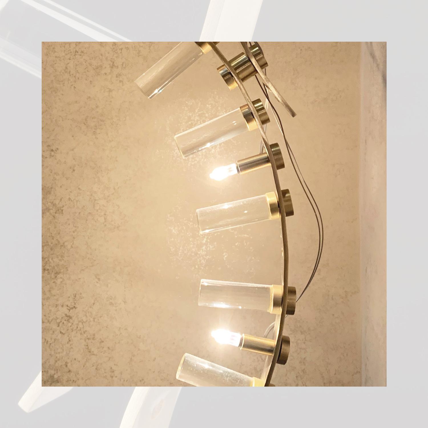 Post Modern Style, Italian Gold Metal and Glass, Thin Wall Sconce by Baroncelli 1
