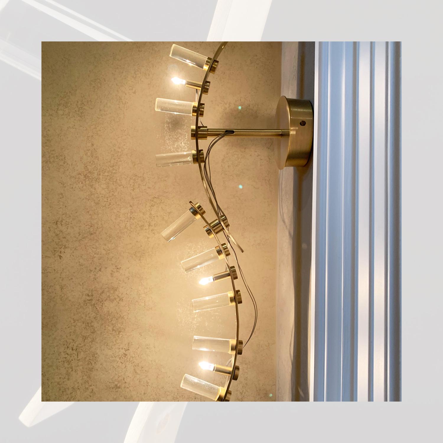 Post Modern Style, Italian Gold Metal and Glass, Thin Wall Sconce by Baroncelli 2