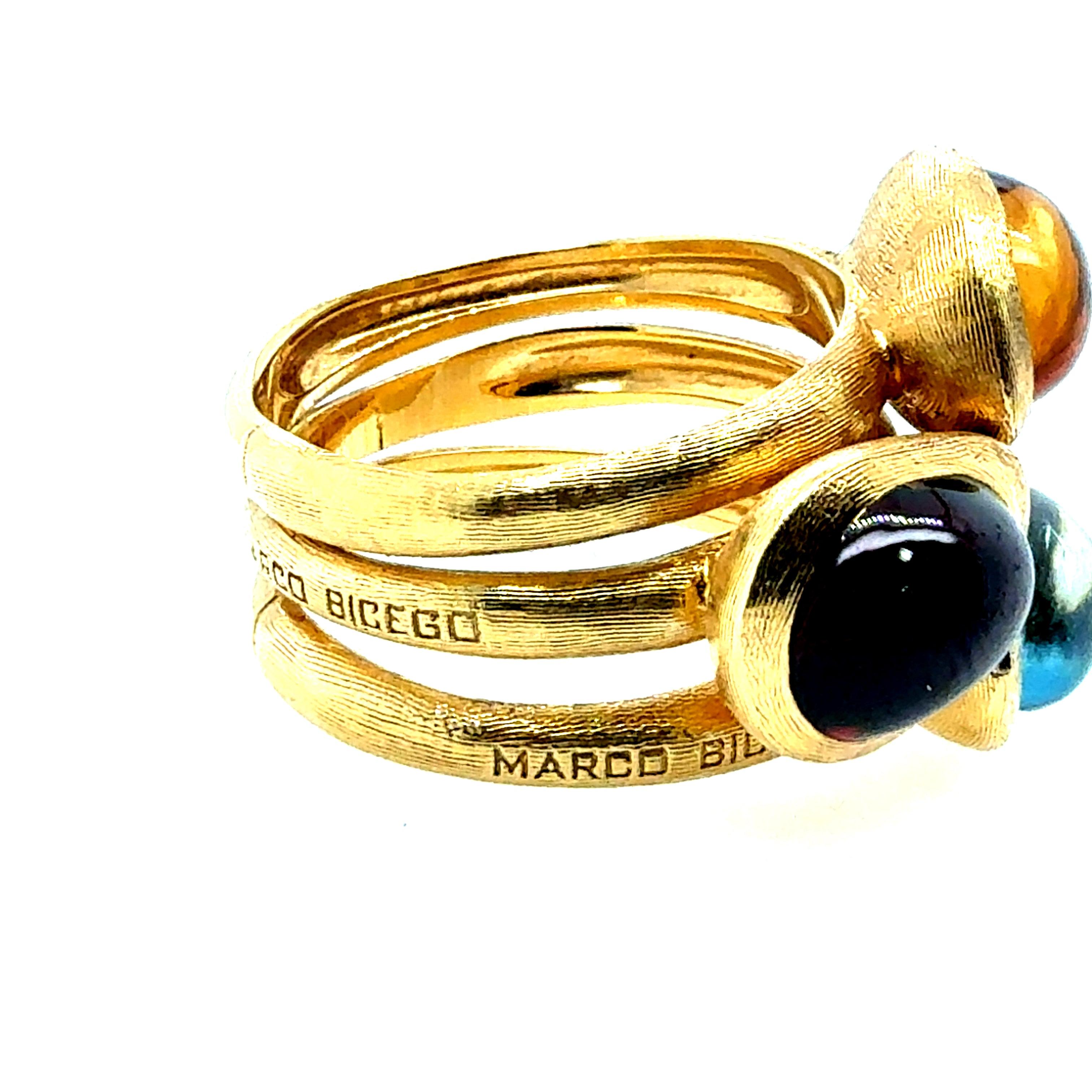 Bague moderne en or à cabochons multicolores Marco Bicego Italie en vente 1