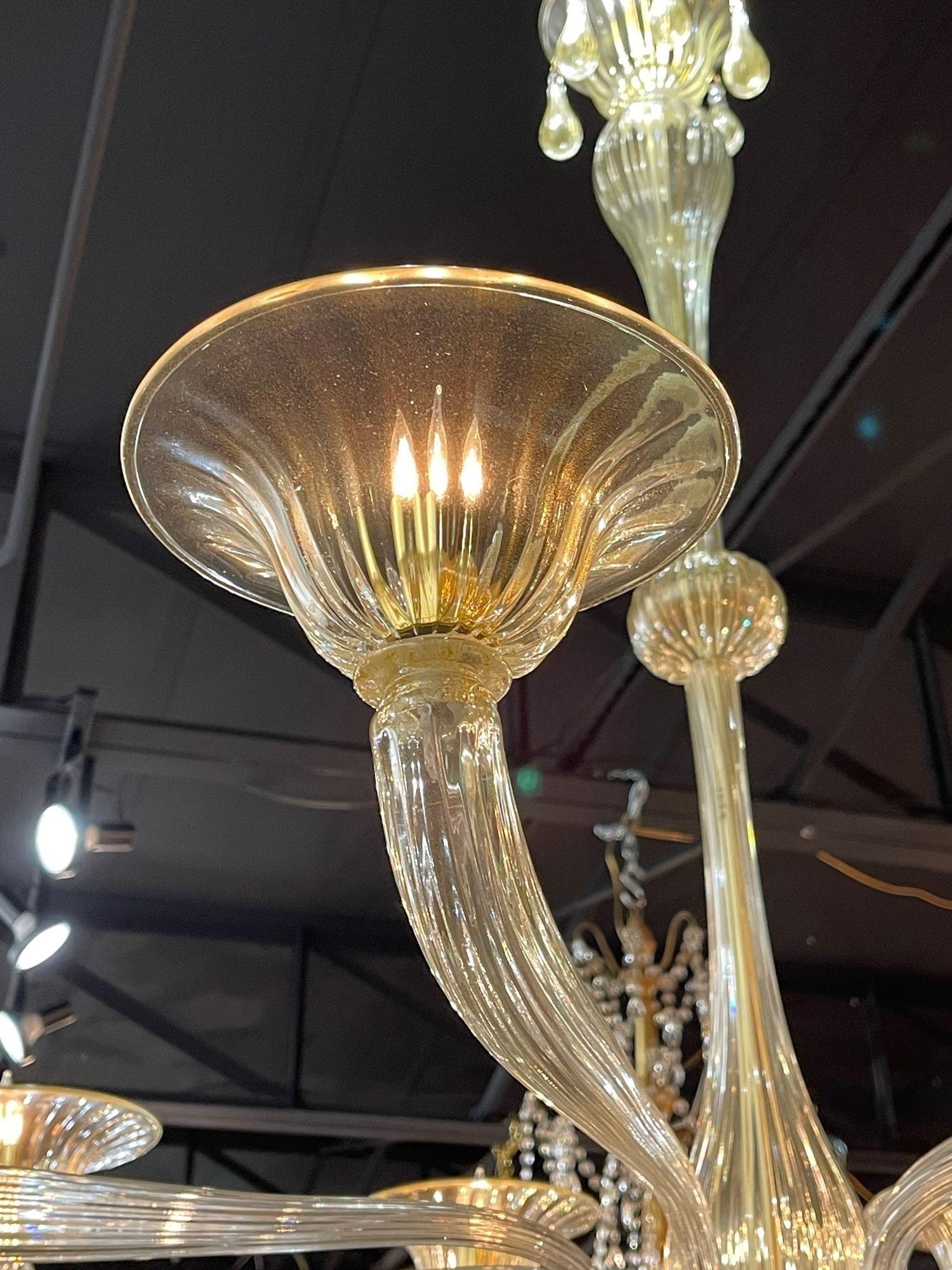 Modern Gold Murano Glass Chandelier For Sale 2