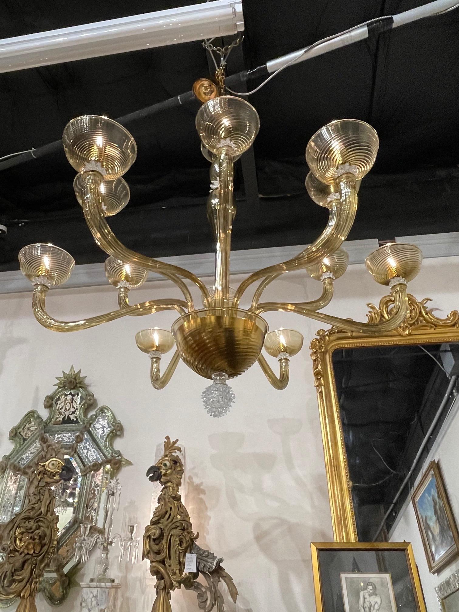 Modern Gold Murano Glass Chandelier with 12 Arms 3