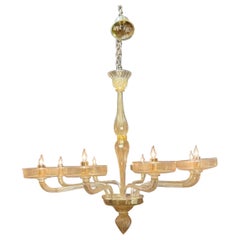Modern Gold Murano Glass Chandelier with 8 Arms