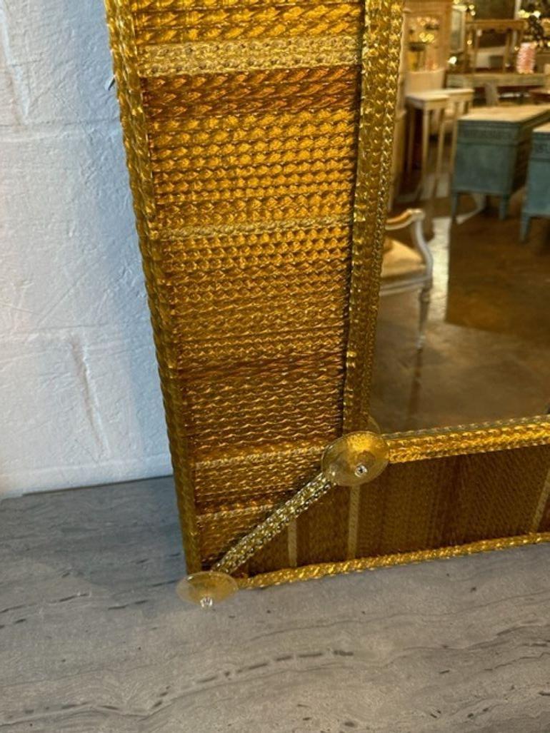 Modern Gold Murano Glass Large Scale Mirrors In Good Condition For Sale In Dallas, TX