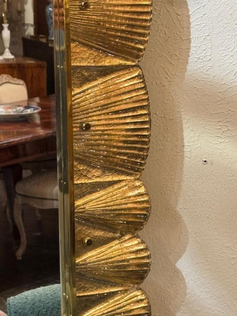 Contemporary Modern Gold Murano Glass Shell Mirror