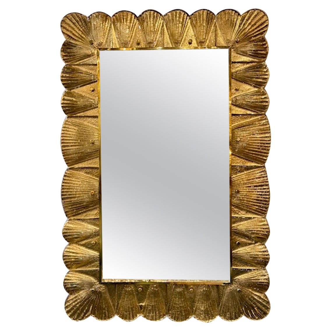Modern Gold Murano Glass Shell Mirror