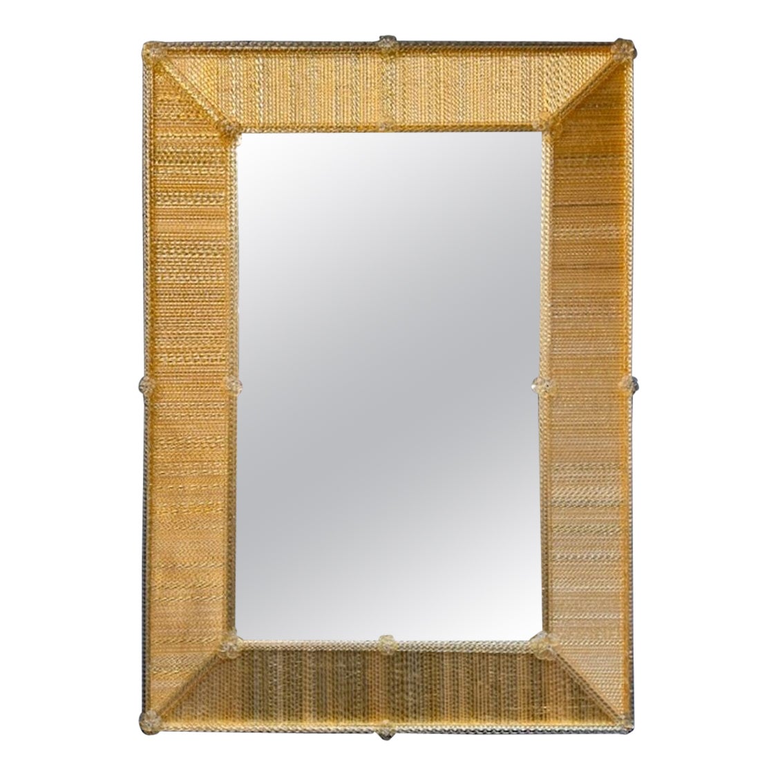 Modern Gold Murano Glass Twist Rod Mirror