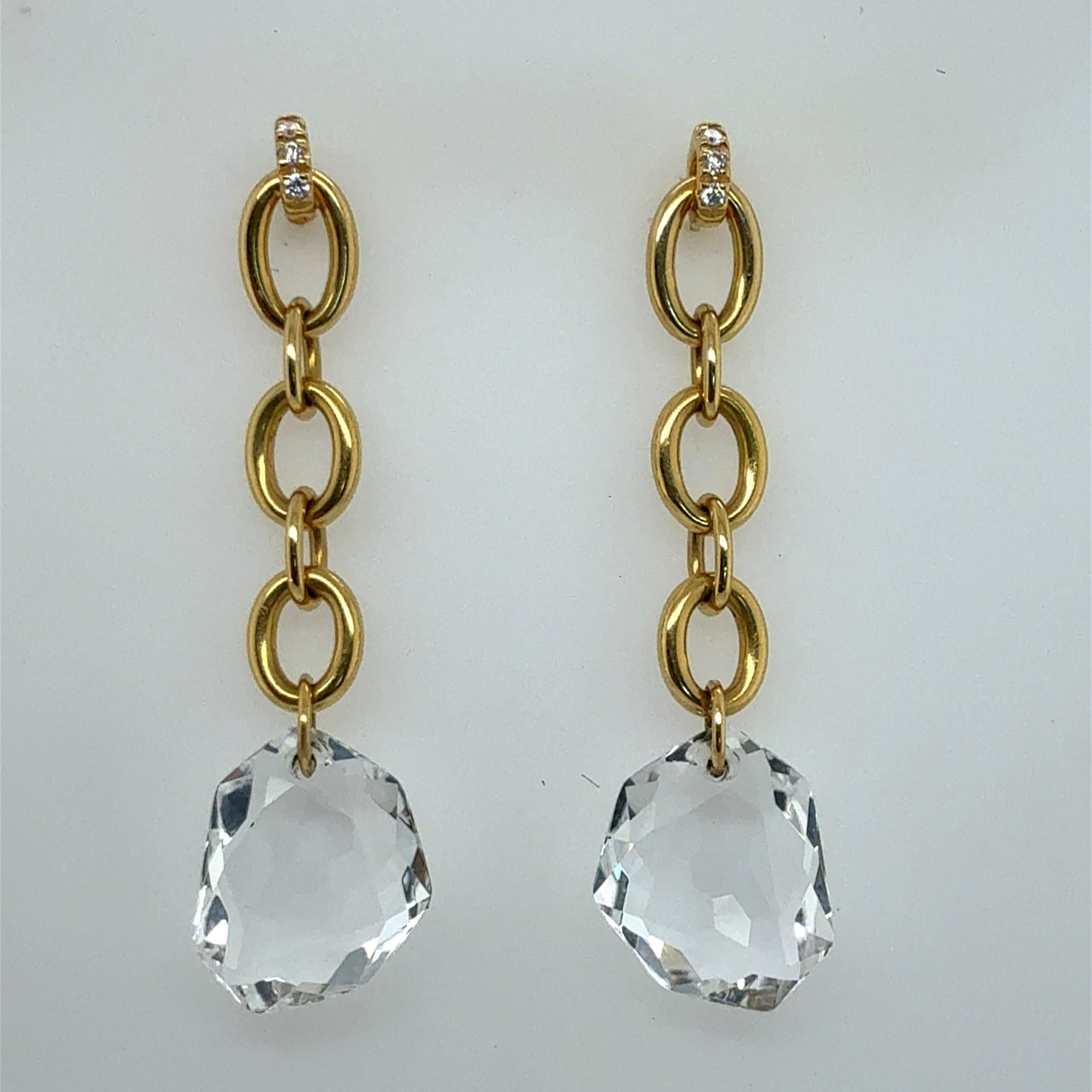 Moderne Goldohrringe mit Naturdiamanten und Bergkristall von H. Stern (Rundschliff) im Angebot