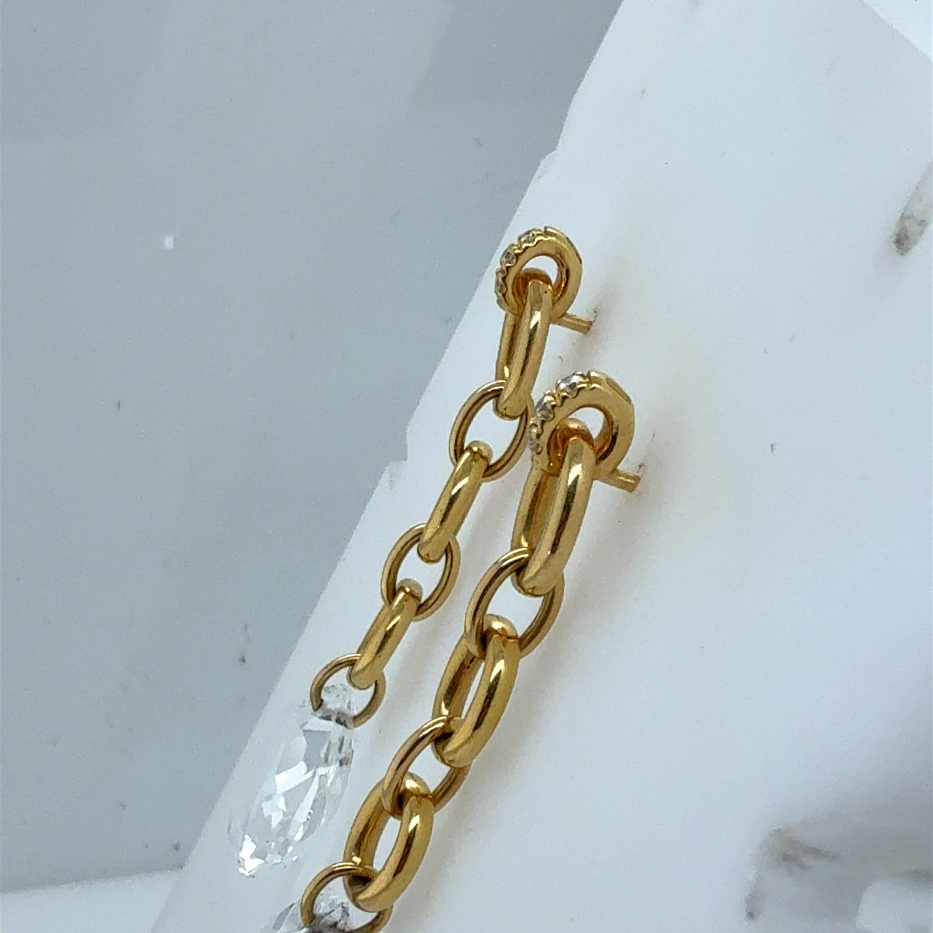 Moderne Goldohrringe mit Naturdiamanten und Bergkristall von H. Stern Damen im Angebot