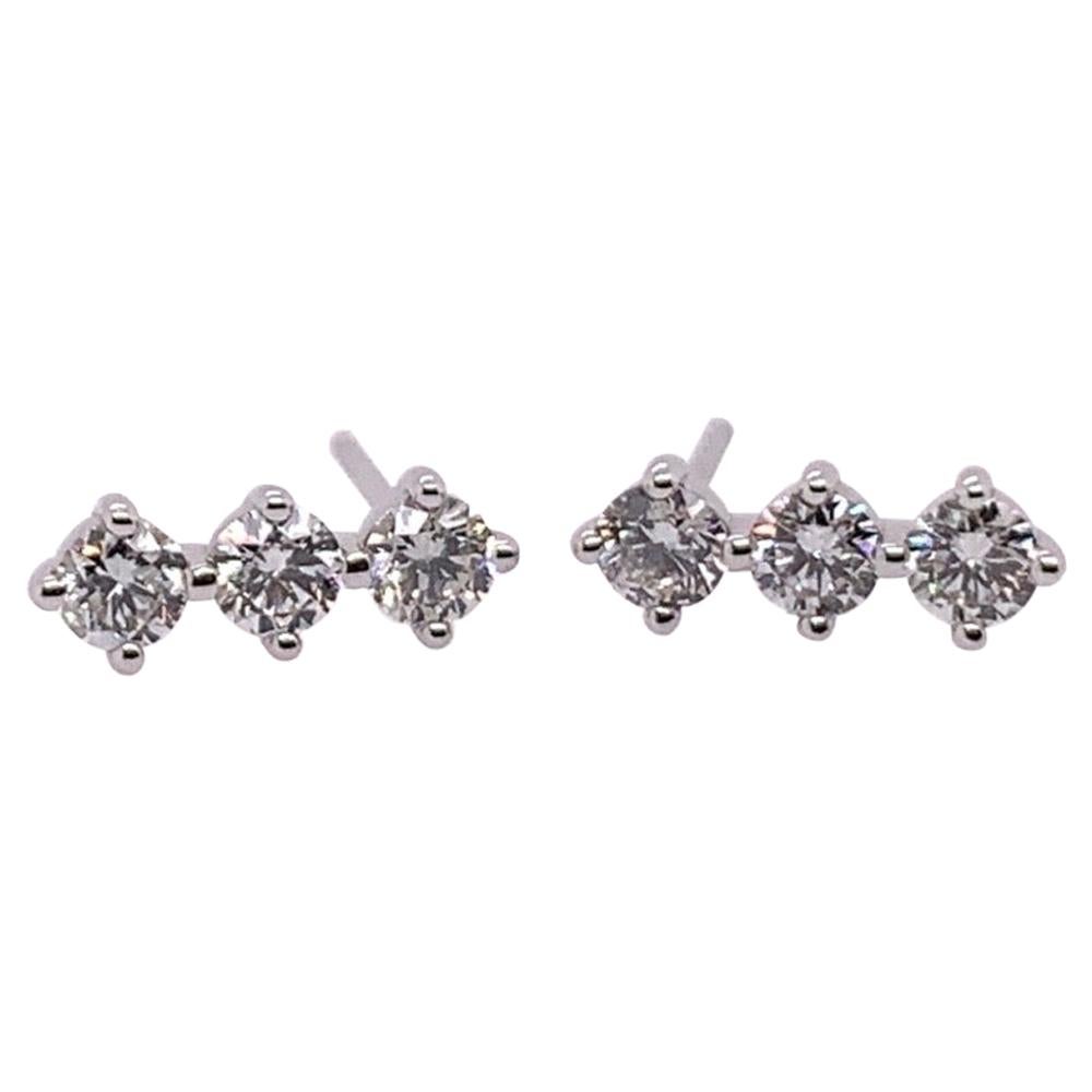 Modern Gold Natural Diamond Earrings 0.72 Carat Round Brilliant F VS Gem Stone