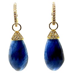 Modern Gold Natural Rose-Cut Sapphire and Diamond Drop Statement Earrings