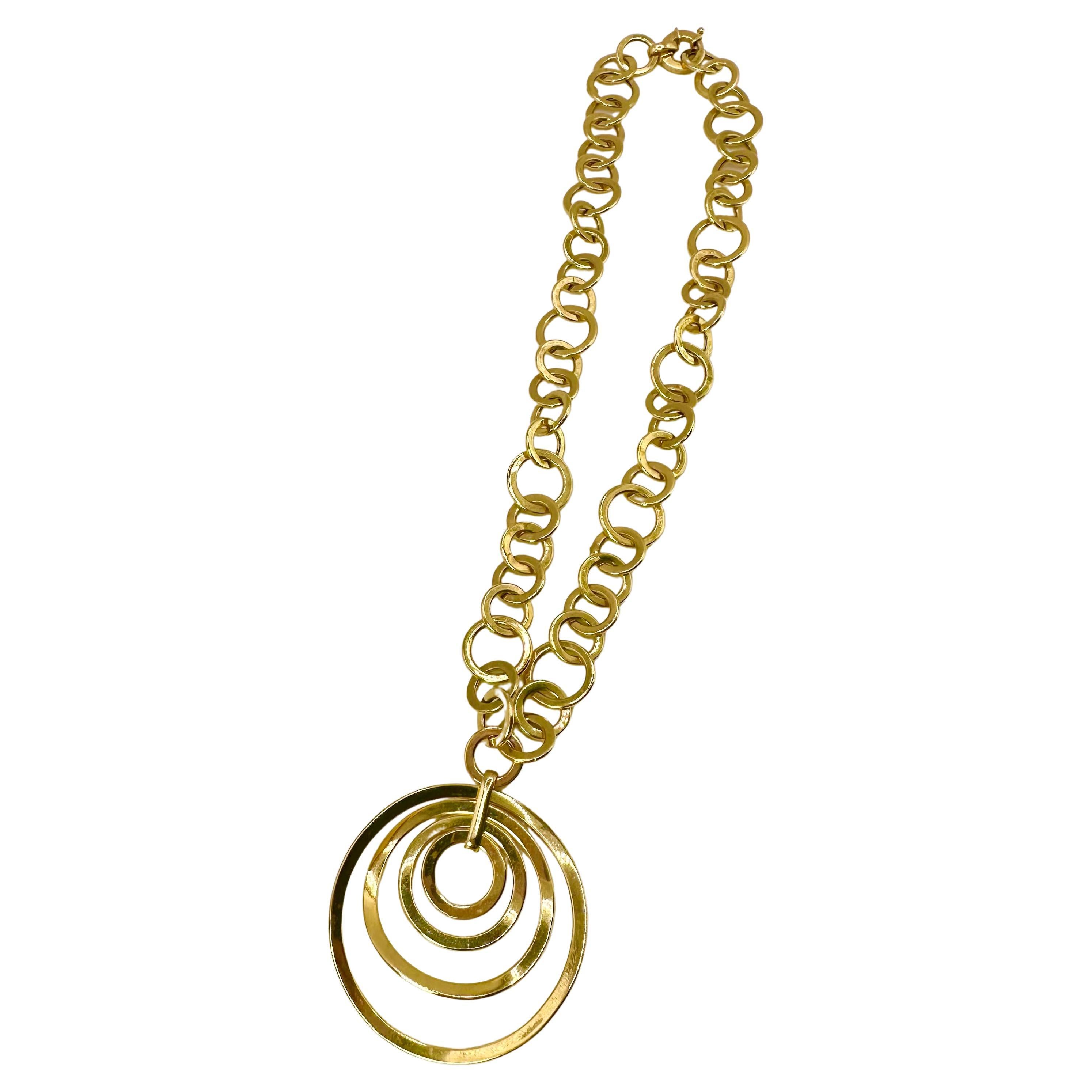 Modern Gold Necklace Large Circle Necklace 14 Karat For Sale