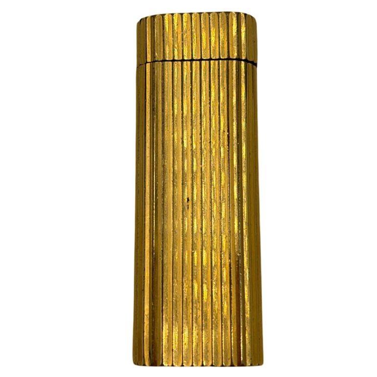 Art Deco Modern Gold Plated Reeded Pattern Must De Lighter by Cartier Paris