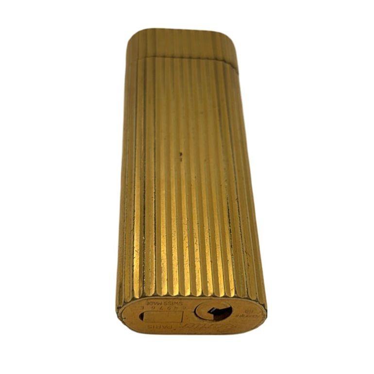 Modern Gold Plated Reeded Pattern Must De Lighter by Cartier Paris 1