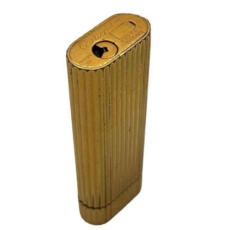 Modern Gold Plated Reeded Pattern Must De Lighter by Cartier Paris 2