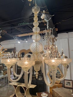 Lustre moderne à 8 boules en verre de Murano doré "Quilt".