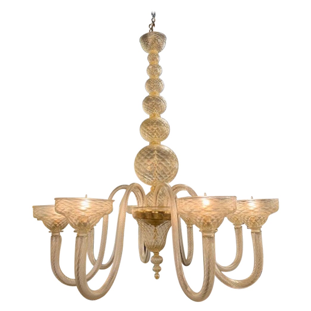 Modern Gold "Quilt" Murano Glass 8 Ball Chandelier