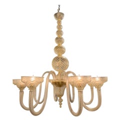 Moderne Gold "Quilt" Murano Glas 8 Ball Kronleuchter