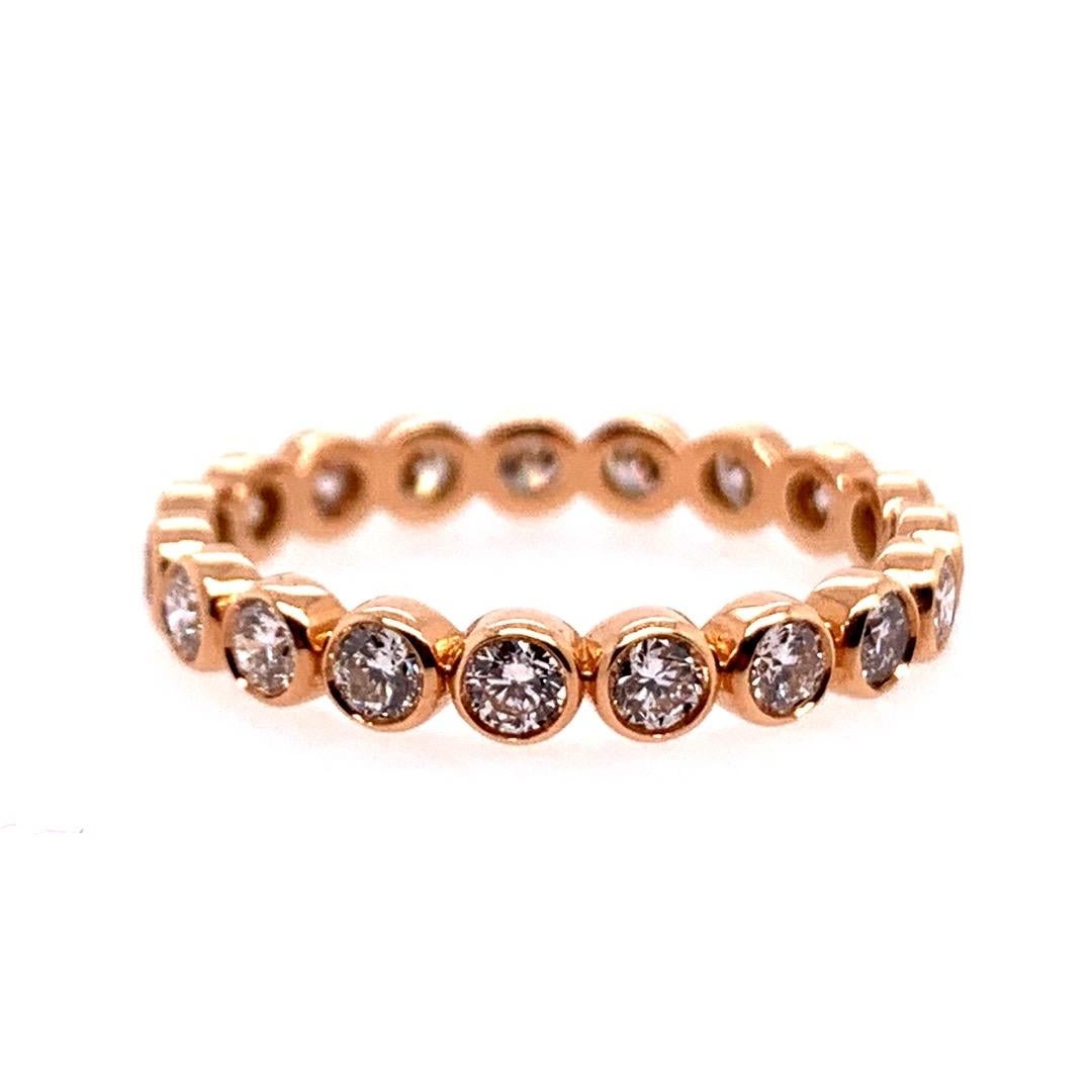 Modern Gold Ring 0.91 Carat Natural Colorless Diamond Eternity Engagement Band For Sale 2