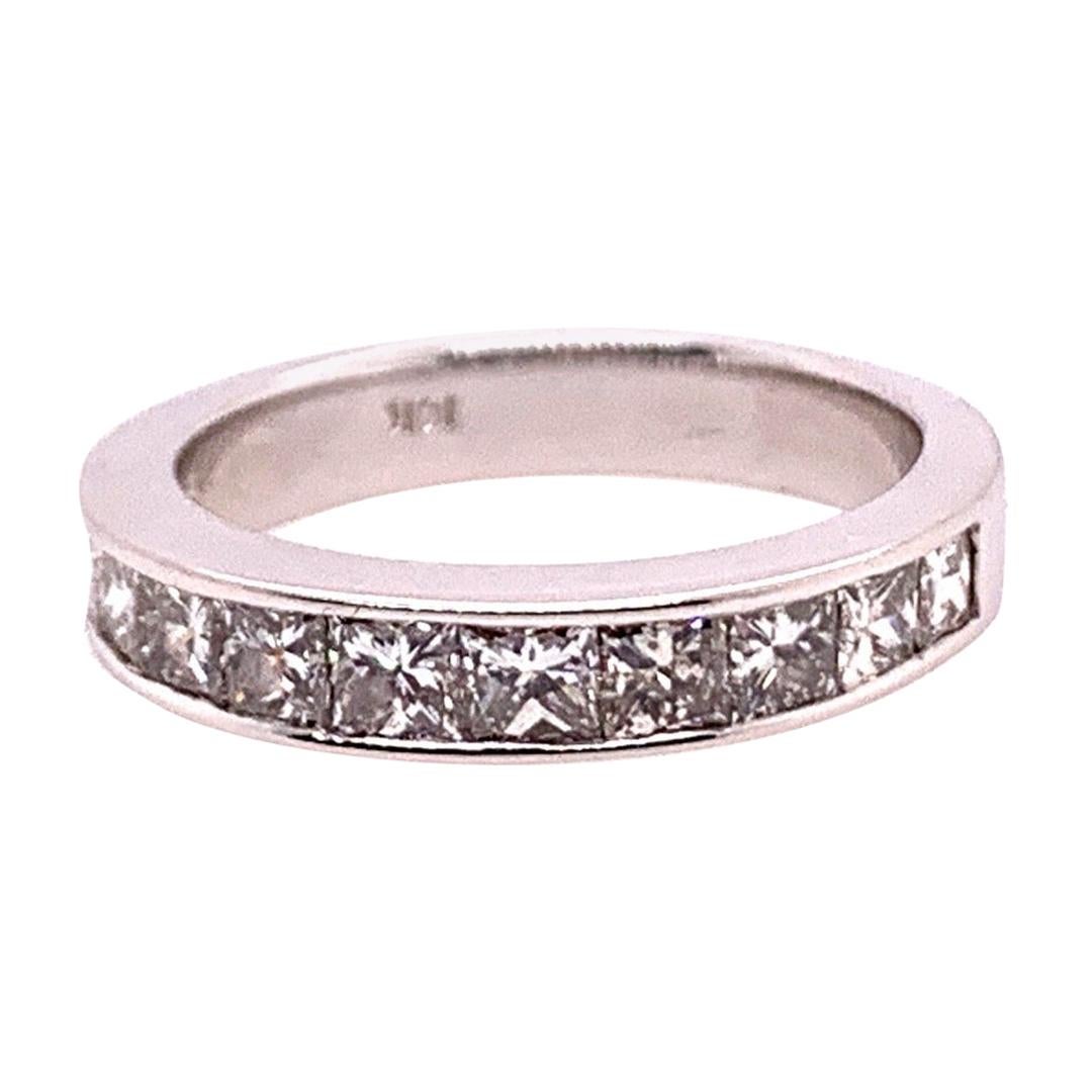 Modern Gold Ring 1.90 Carat Princess Natural Colorless Diamond Engagement Band