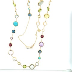 Modern Gold Signed Ippolita Multi Color Gem Rainbow Lollipop 36 Inch Necklace
