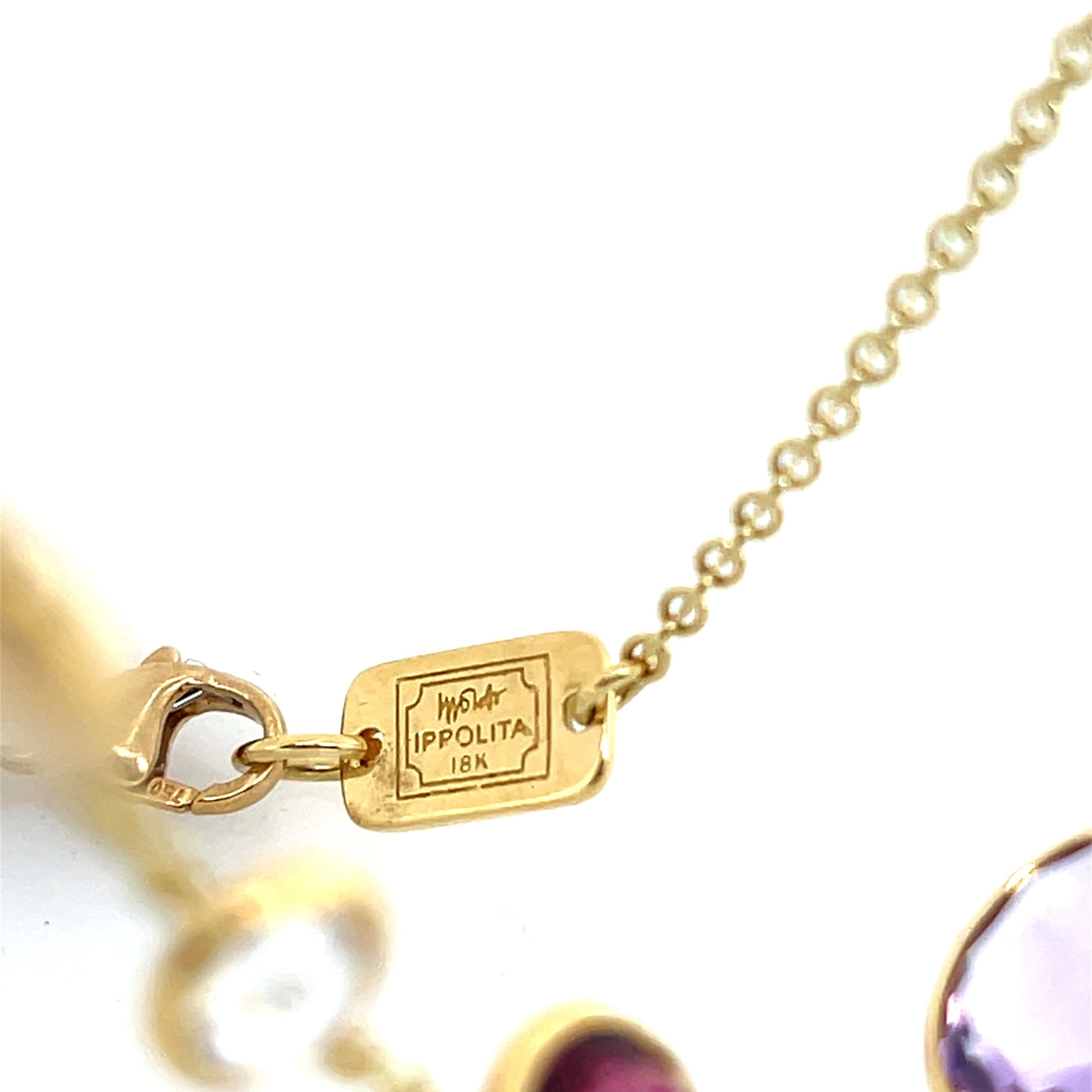 Moderne Collier Lollipop moderne en or signé Ippolita avec pierres multicolores arc-en-ciel de 36 pouces en vente