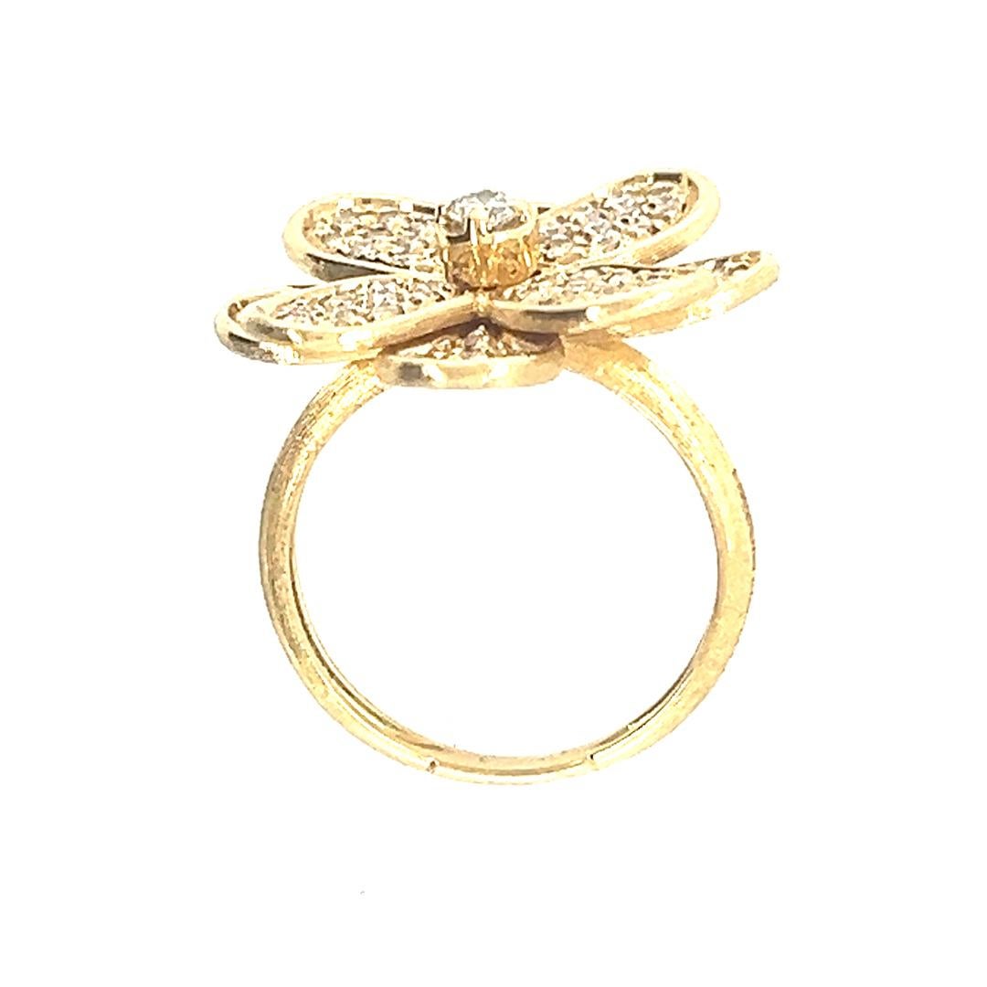 Women's Modern Gold Signed Marco Bicego Petali 0.62 Carat Natural Diamond Flower Ring For Sale