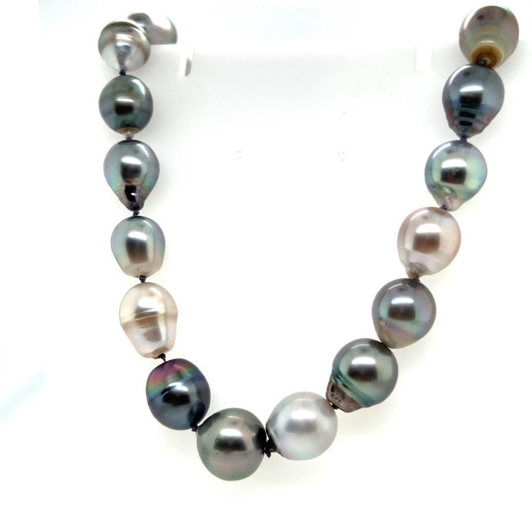 Uncut Modern Gold Tahitian Baroque 11-14.5mm Pearl 15.75 Inch Toggle Clasp Necklace For Sale