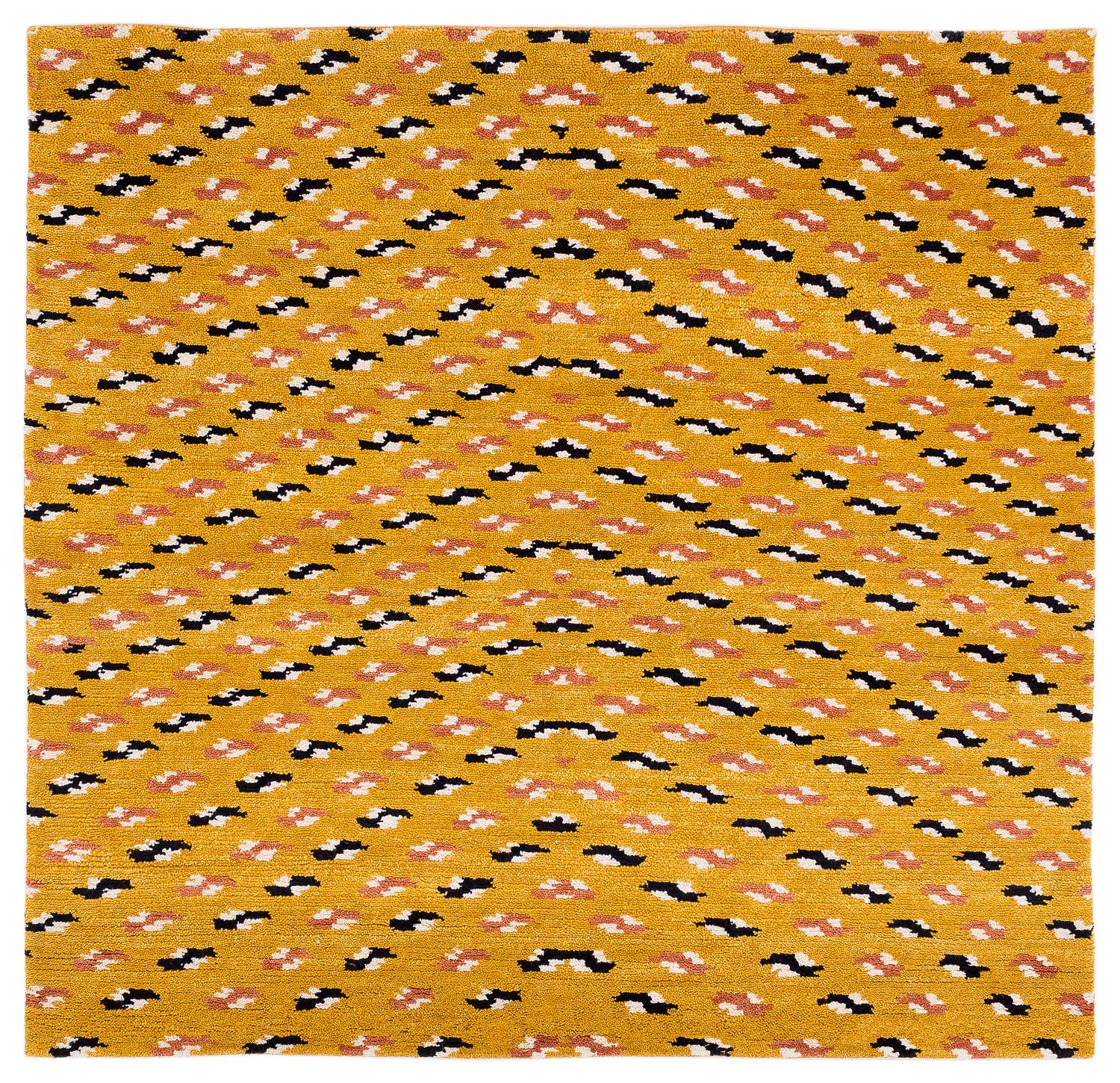 Modern Gold Tiger Chevron Pattern Small Wool Area Rug by Joseph Carini For Sale 6