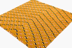Modern Gold Tiger Chevron Pattern Small Wool Area Rug by Joseph Carini