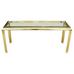Modern Gold Tone and Glass Vintage Console Table