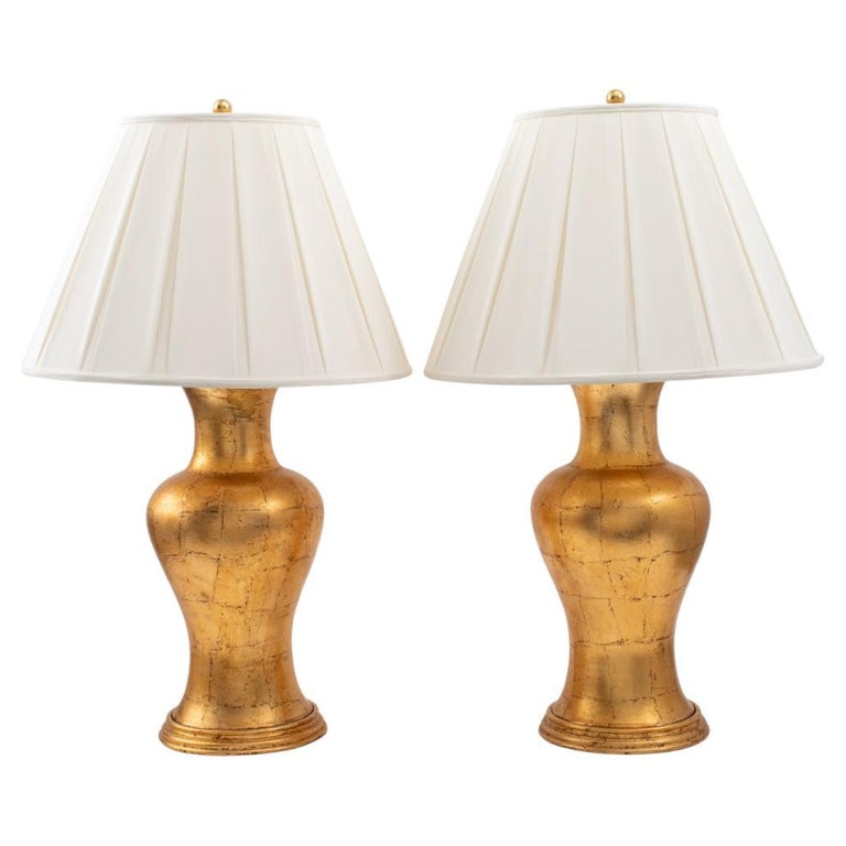 Modern GoldTone Table Lamps, Pair For Sale at 1stDibs