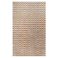 Modern Gold Waves Design Handmade Wool and Silk Rug by Doris Leslie Blau