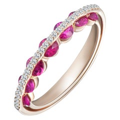 Modern Gold White Diamond and Red Ruby Ring, Alternative Bridal Wedding