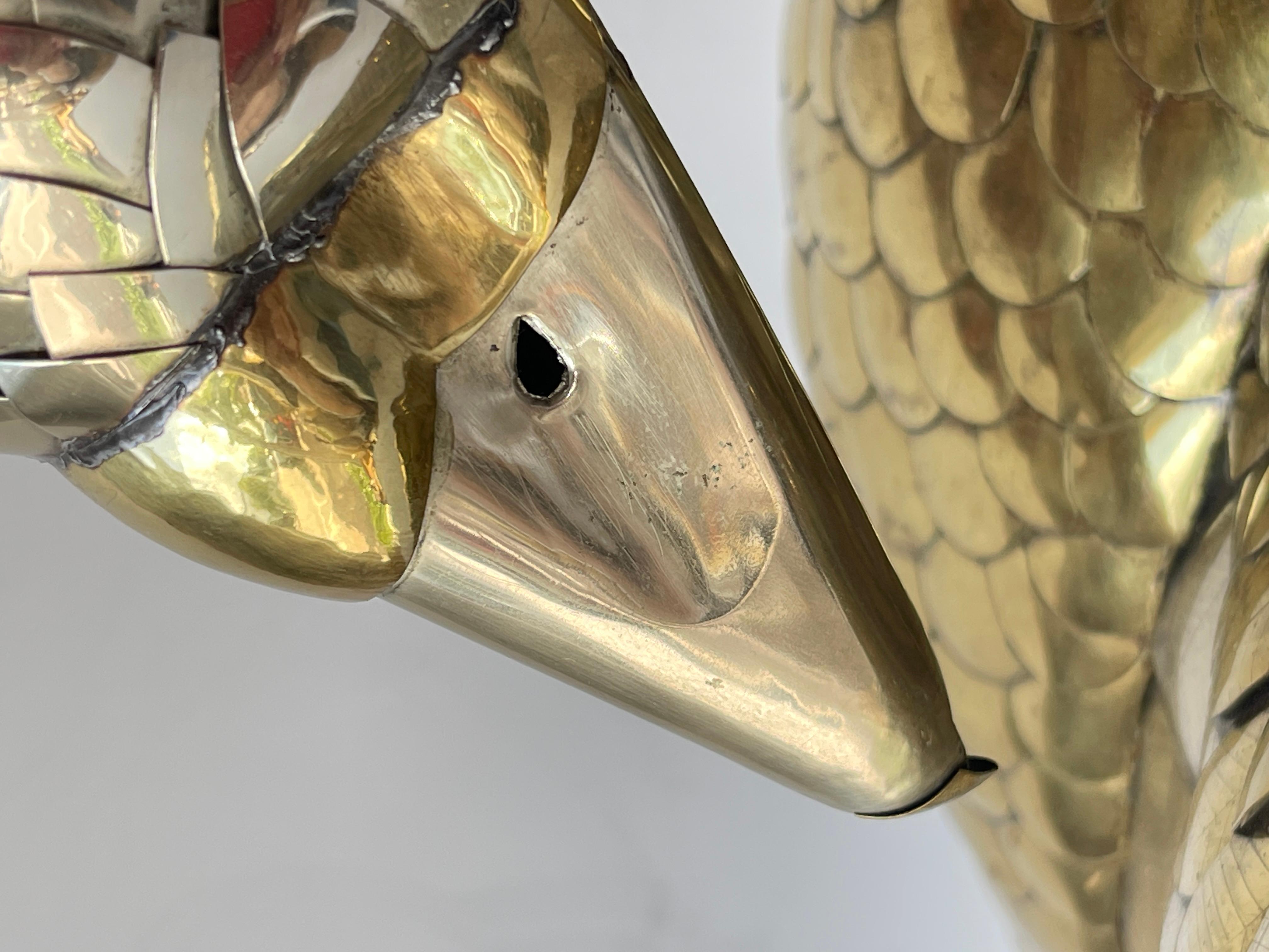 Sculpture d'oie moderne en métal mélangé martelé par Rafael Gil 1982 en vente 4