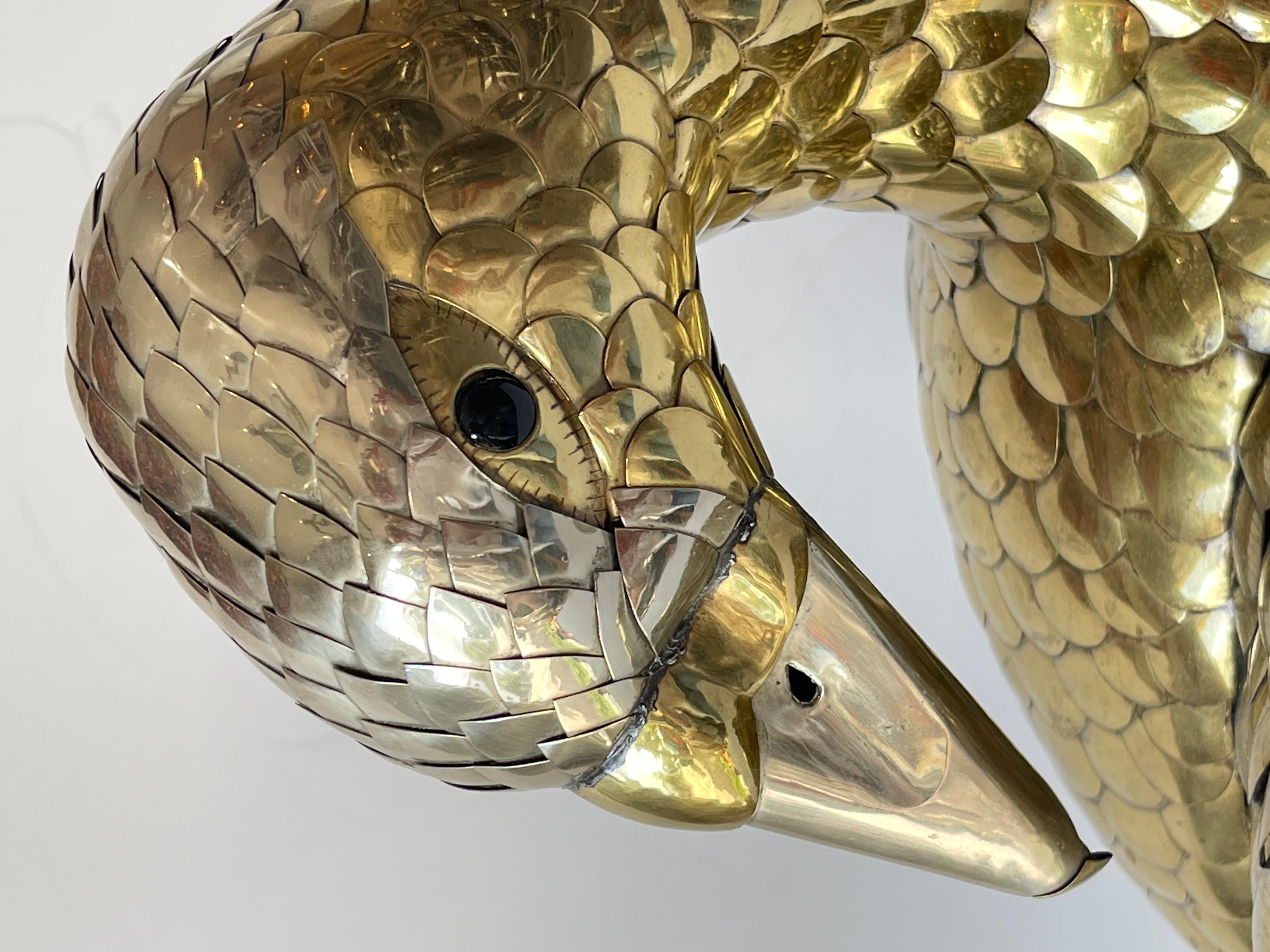 Sculpture d'oie moderne en métal mélangé martelé par Rafael Gil 1982 en vente 2