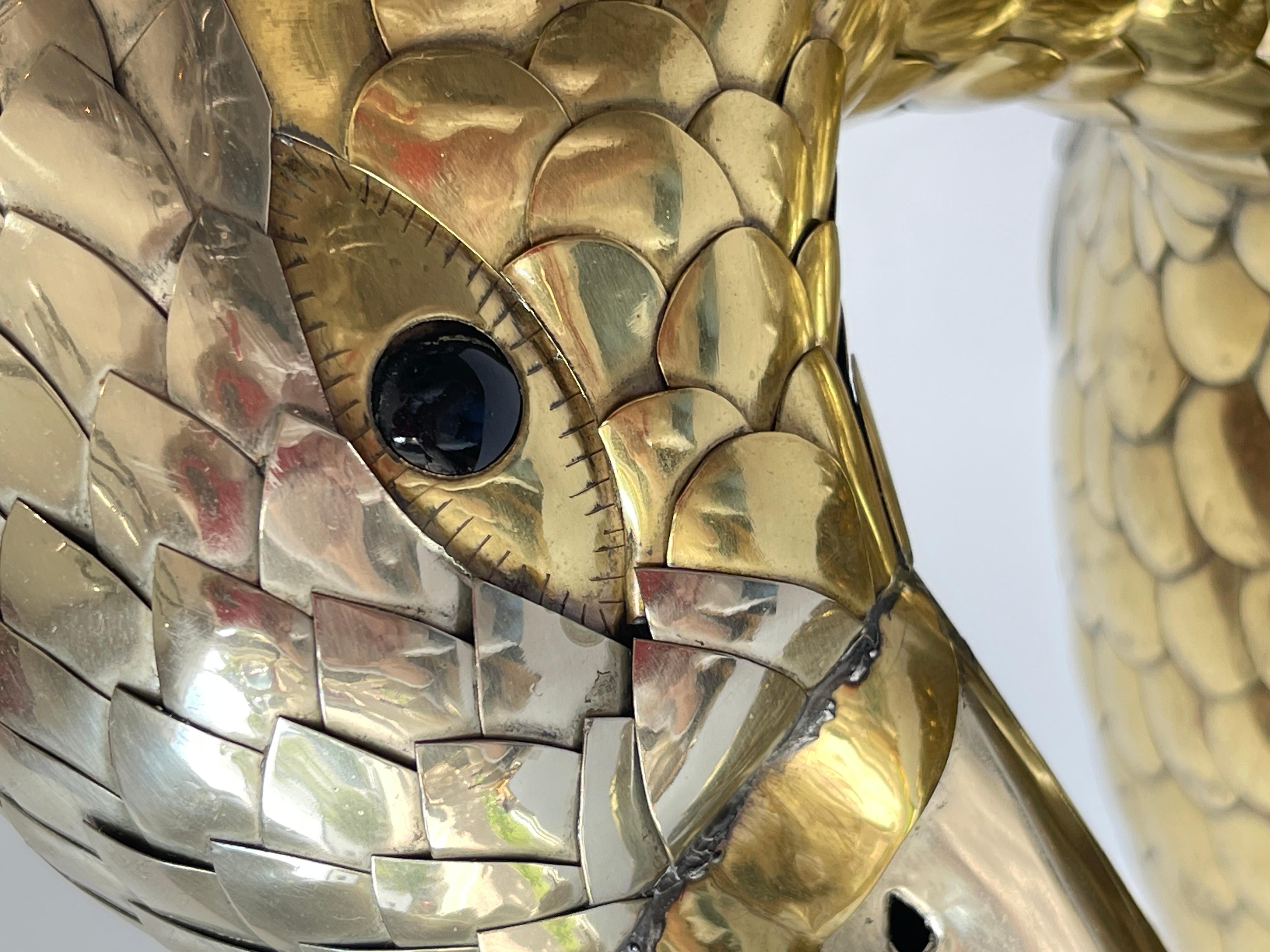 Sculpture d'oie moderne en métal mélangé martelé par Rafael Gil 1982 en vente 3