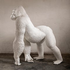 Modern Gorilla by Marcantonio, White Painted Fiberglass Resin