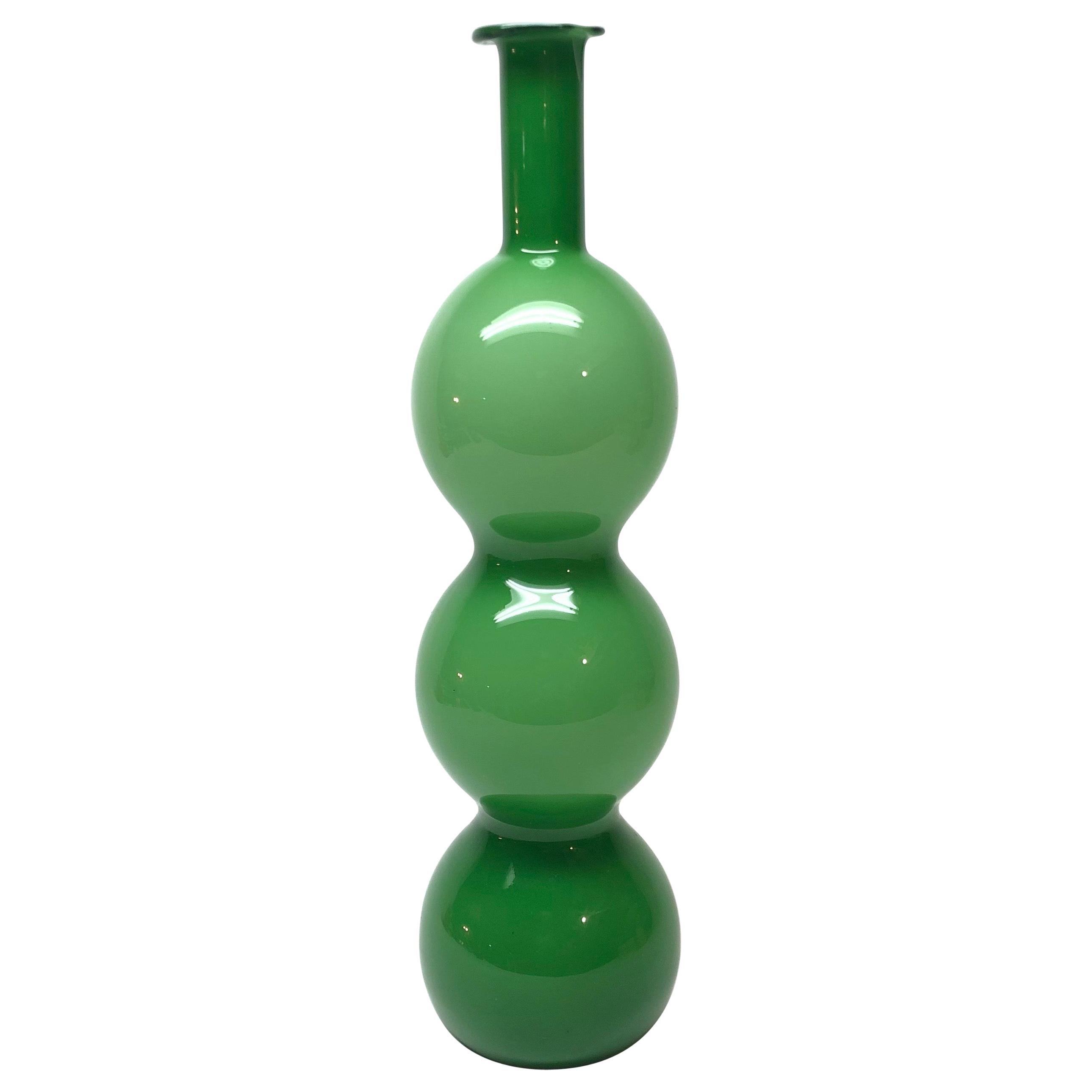 Modern Gourd Shape Green Glass Bottle Vase