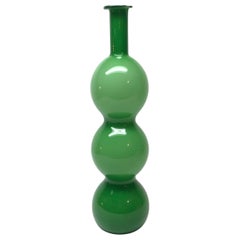 Modern Gourd Shape Green Glass Bottle Vase