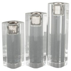 Used Modern Graduated Lucite Candlestick Holders, 3