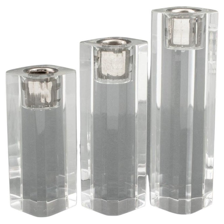 Modern Graduated Lucite Candlestick Holders, 3 For Sale at 1stDibs