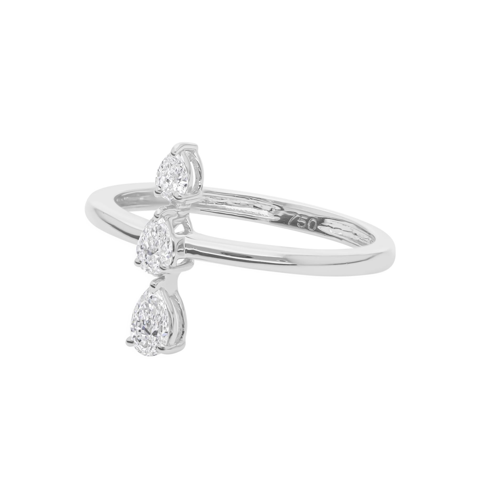 Im Angebot: Moderner minimalistischer Ring mit abgestuftem Birnenschliff aus Weißgold mit 0,3 Karat Diamant SI/H () 5