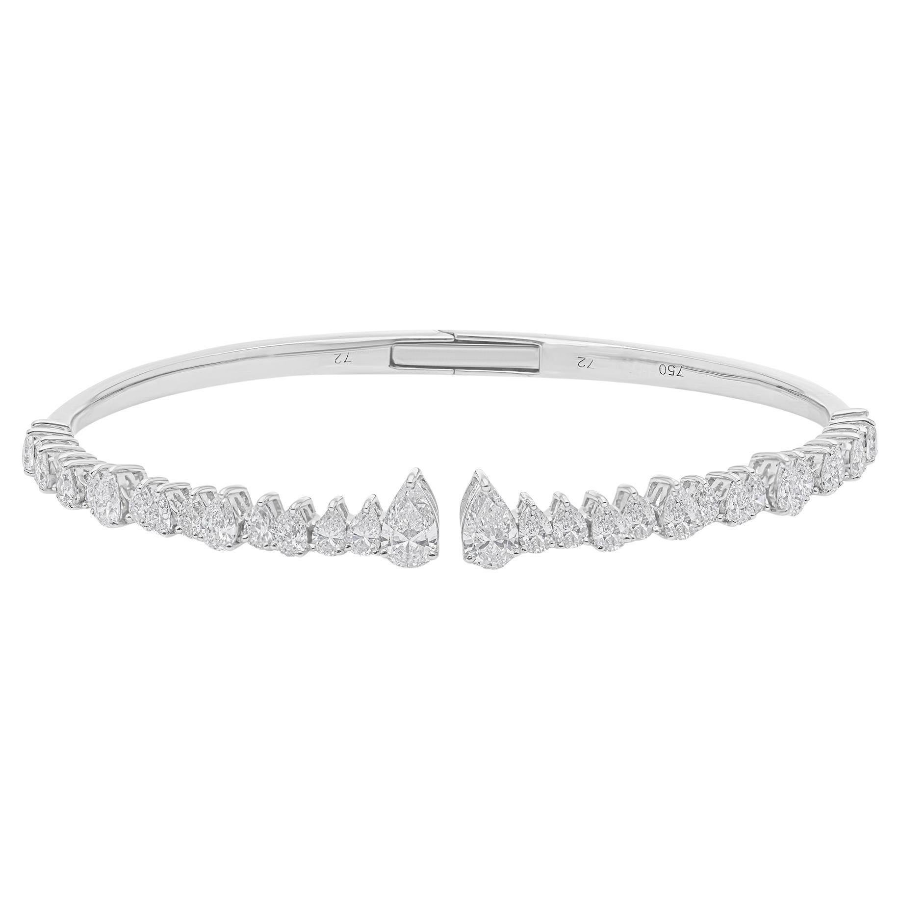 Modernes, abgestuftes, offenes Birnen-SI/H-Diamant-Armband aus 18 Karat Weißgold