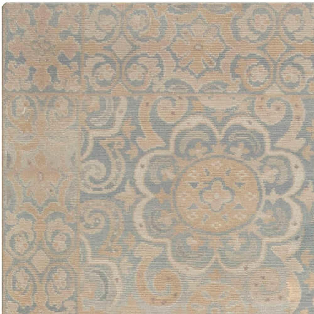 Modern Granada floral design beige, blue handmade wool rug by Doris Leslie Blau
Size: 9'2