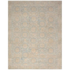 Modern Granada Floral Design Beige, Blue Handmade Wool Rug by Doris Leslie Blau 